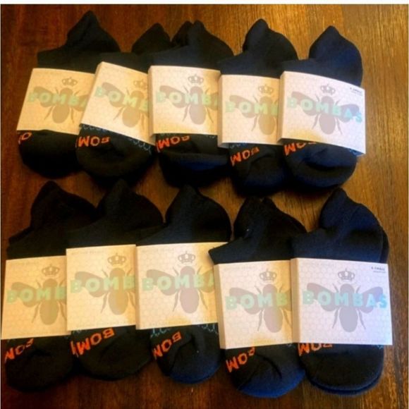 NWT BOMBAS Black ankle and/or crew Performance Socks Size XSmall - Med lot of 20 - Picture 2 of 8